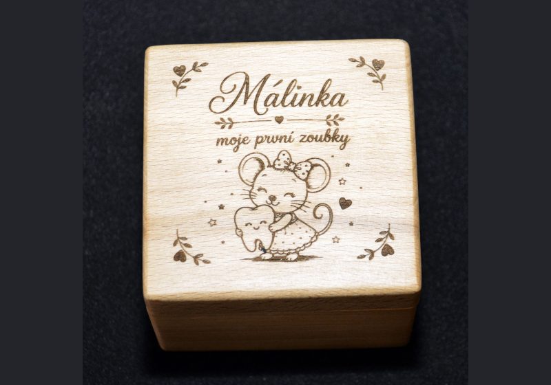 Krabička na zoubky s gravírovaným nápisem